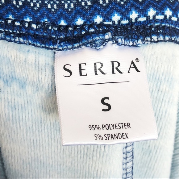 Serra Cozy Blue Tribal Print Fleece Lined Leggings Small - Picture 4 of 14
